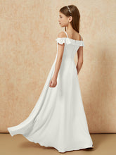 Off-the-shoulder A-Line Junior Bridesmaid Dresses Ivory