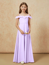 Off-the-shoulder A-Line Junior Bridesmaid Dresses Lilac