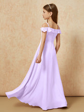 Off-the-shoulder A-Line Junior Bridesmaid Dresses Lilac