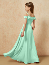 Off-the-shoulder A-Line Junior Bridesmaid Dresses Mint Green