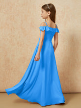 Off-the-shoulder A-Line Junior Bridesmaid Dresses Ocean Blue