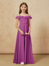 Off-the-shoulder A-Line Junior Bridesmaid Dresses Orchid