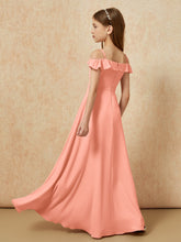 Off-the-shoulder A-Line Junior Bridesmaid Dresses Papaya