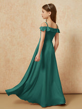 Off-the-shoulder A-Line Junior Bridesmaid Dresses Peacock