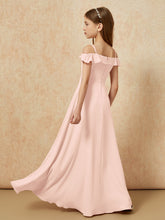 Off-the-shoulder A-Line Junior Bridesmaid Dresses Pearl Pink