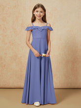 Off-the-shoulder A-Line Junior Bridesmaid Dresses Periwinkle
