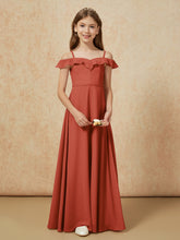 Off-the-shoulder A-Line Junior Bridesmaid Dresses Rust