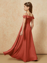 Off-the-shoulder A-Line Junior Bridesmaid Dresses Rust