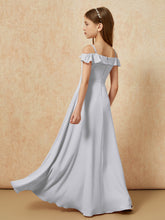 Off-the-shoulder A-Line Junior Bridesmaid Dresses Silver