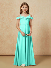 Off-the-shoulder A-Line Junior Bridesmaid Dresses Spa