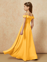 Off-the-shoulder A-Line Junior Bridesmaid Dresses Tangerine