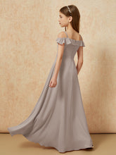 Off-the-shoulder A-Line Junior Bridesmaid Dresses Taupe