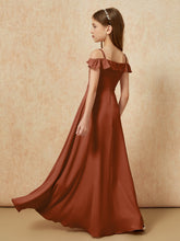 Off-the-shoulder A-Line Junior Bridesmaid Dresses Terracotta