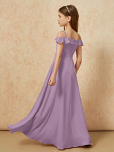 Off-the-shoulder A-Line Junior Bridesmaid Dresses Wisteria