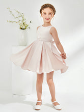 Cute Scoop Pleated Knee-Length Girl's Dress Rose Petal