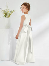 Bateau Neckline Ruffle Junior Bridesmaid Gowns Ivory