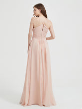 Spaghetti Strap V neck Chiffon Dress with Pockets Pearl Pink