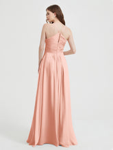 Spaghetti Strap V neck Chiffon Dress with Pockets Coral