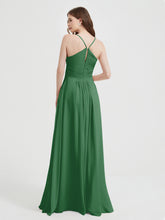 Spaghetti Strap V neck Chiffon Dress with Pockets Emerald