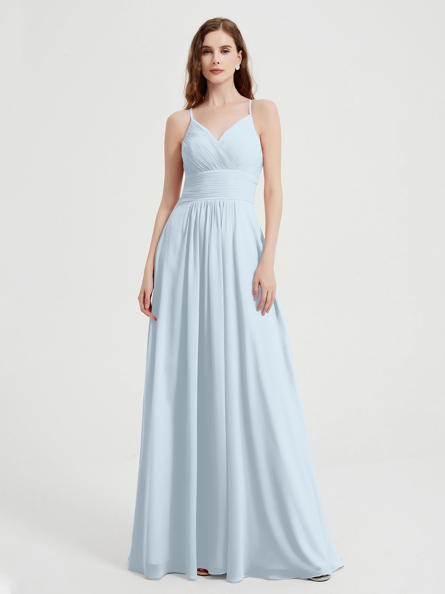Spaghetti Strap V-neck Chiffon Dresses Lemon main image 0