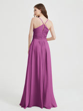 Spaghetti Strap V neck Chiffon Dress with Pockets Orchid