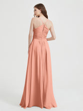 Spaghetti Strap V neck Chiffon Dress with Pockets Papaya