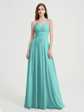 Spaghetti Strap V neck Chiffon Dress with Pockets Spa