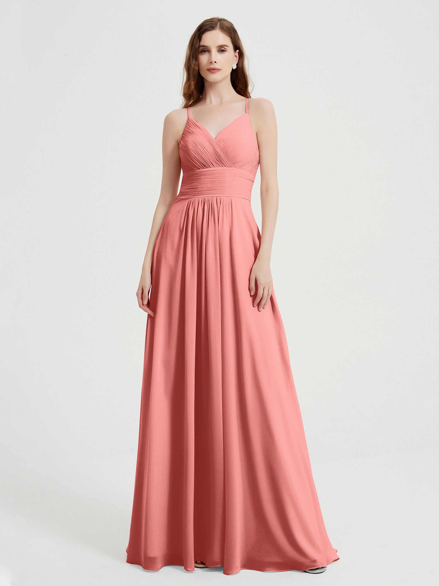 Spaghetti Strap V-neck Chiffon Dresses Pool Plus Size