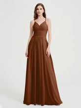 Spaghetti Strap V neck Chiffon Dress with Pockets Terracotta