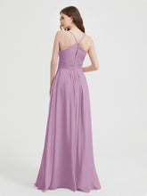 Spaghetti Strap V neck Chiffon Dress with Pockets Wisteria