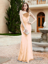 One Shoulder Sheath Velvet Gown Champagne