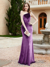 One Shoulder Sheath Velvet Gown Grape
