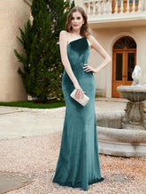 One Shoulder Sheath Velvet Gown Peacock