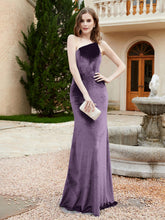 One Shoulder Sheath Velvet Gown Plum