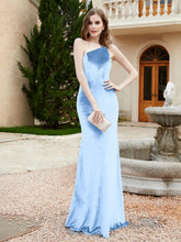 One Shoulder Sheath Velvet Gown Sky Blue