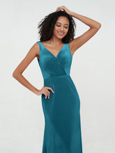 Mermaid Max Velvet Dresses with V Neckline Ink Blue