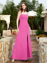 Square Neck Lace Bridesmaid Gown with Slit Azalea