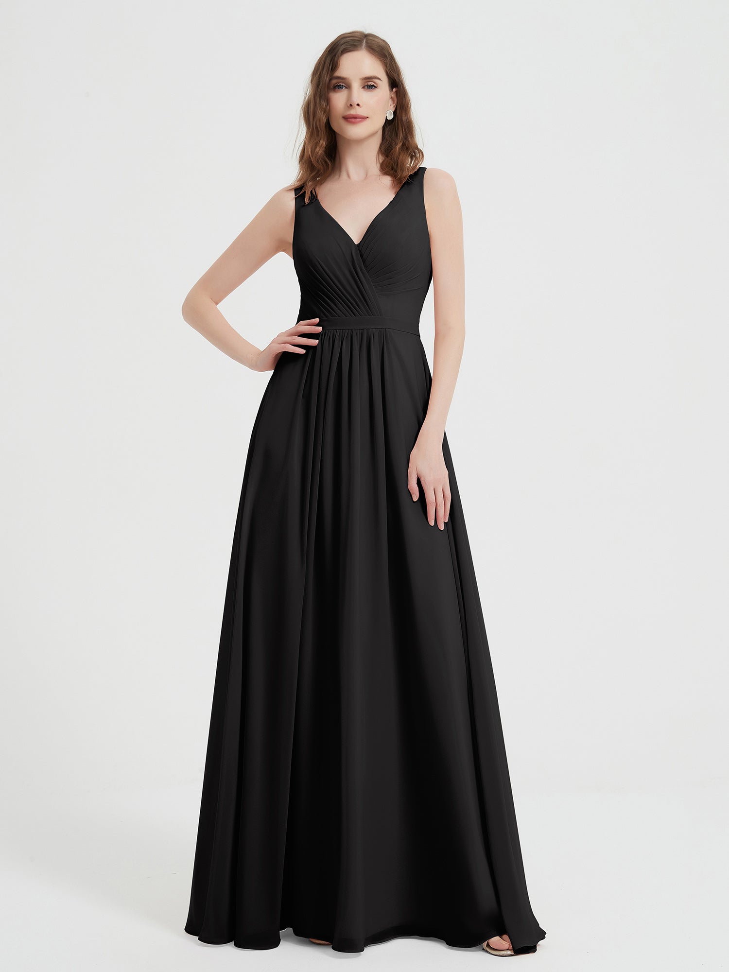 Halter V-neck Chiffon Dress with Open Back Dusk Plus Size