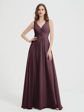 Open Back Chiffon Dresses with V neck Cabernet