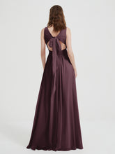 Open Back Chiffon Dresses with V neck Cabernet
