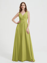 Open Back Chiffon Dresses with V neck Clover