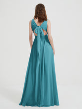 Open Back Chiffon Dresses with V neck Jade