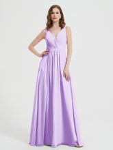 Open Back Chiffon Dresses with V neck Lilac