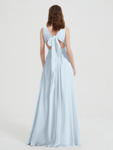 Open Back Chiffon Dresses with V neck Mist