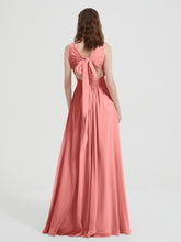 Open Back Chiffon Dresses with V neck Sunset