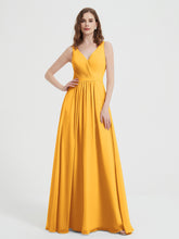 Open Back Chiffon Dresses with V neck Tangerine
