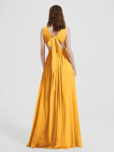 Open Back Chiffon Dresses with V neck Tangerine