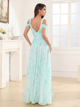 Cold Shoulder Empire Waist Max Dress with Slit Minty Cloud