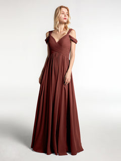 Cold Shoulder Empire Waist Max Dress with Slit Terracotta