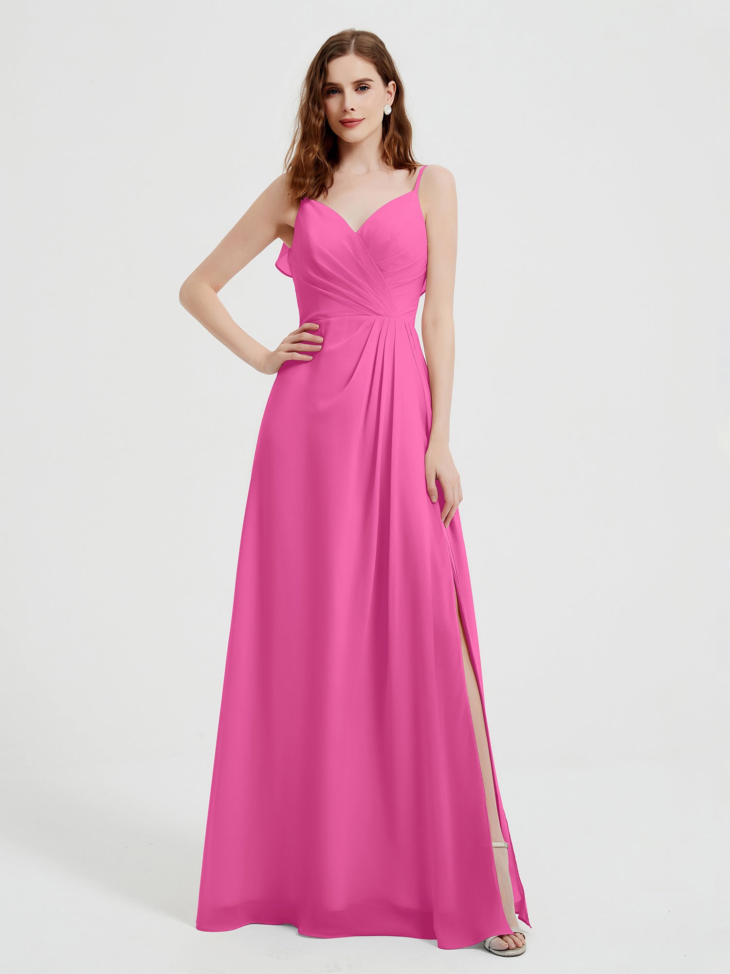 Spaghetti Straps V-neck Chiffon Dress With Slit Tahiti main image 1